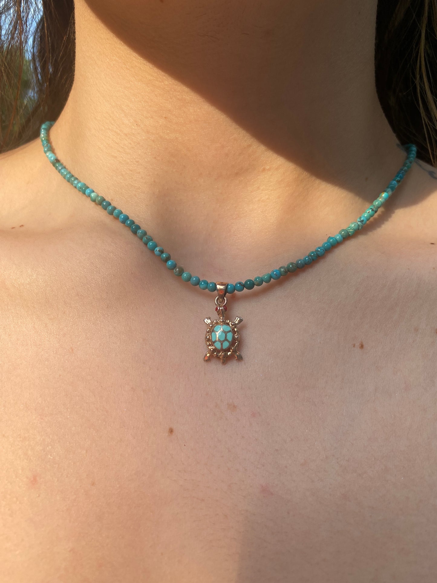 Turquoise Turtle Beaded Necklace