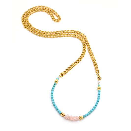 Rose Quartz & Turquoise Beaded Belly Chain