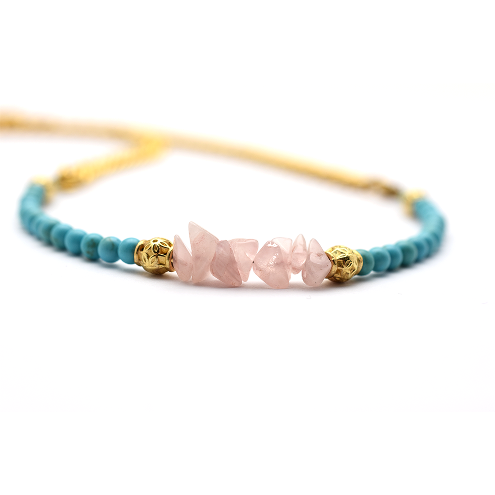 Rose Quartz & Turquoise Beaded Belly Chain