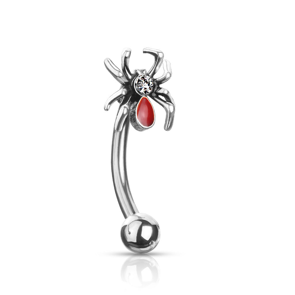 Small Black Spider Belly Ring