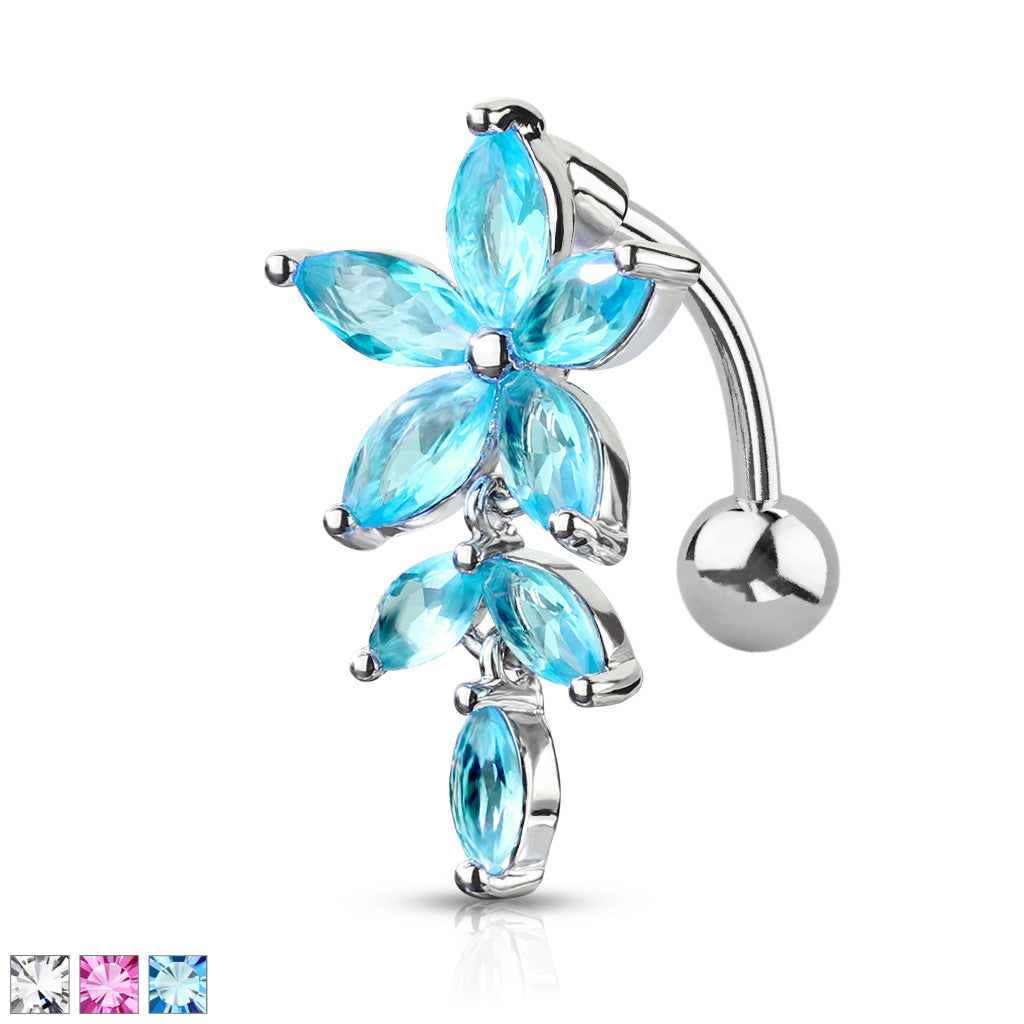 Pink Flower Belly Ring